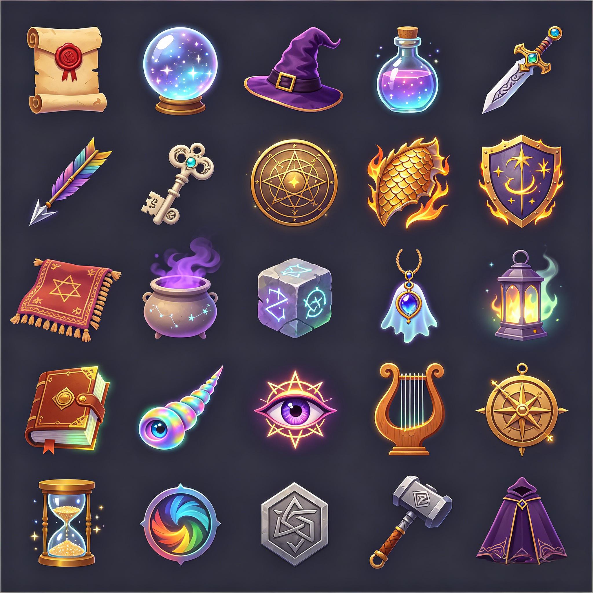 奇幻 RPG 魔法道具与装备图标套装